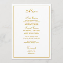 Menu de Casamento de Script Dourado Branco Elegant