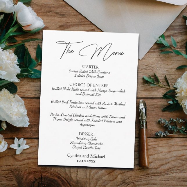 Menu de Casamento de Script Manuscrito (Criador carregado)