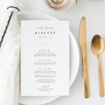 Menu de Casamento de Script Manuscrito Mínimo Mode<br><div class="desc">Projetado para combinar com nossos convites de casamento em linha. Uma bela design baseada em tipografia,  com um toque minimalista,  com moderno roteiro escrito à mão cinza preto e letra serif clássica. Personalize com seus itens de menu usando oito campos de texto personalizados.</div>