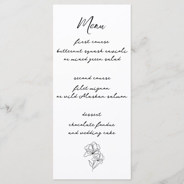 Menu de Casamento de Script Moderno Elegante (Frente)