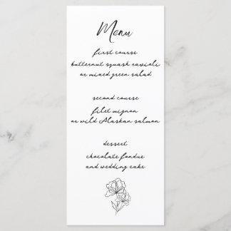 Menu de Casamento de Script Moderno Elegante