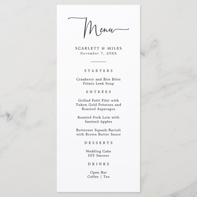 Menu de Casamento de Script Simples (Frente)