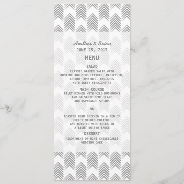 Menu de Casamento de Setas Tribais de cinzas (Frente)
