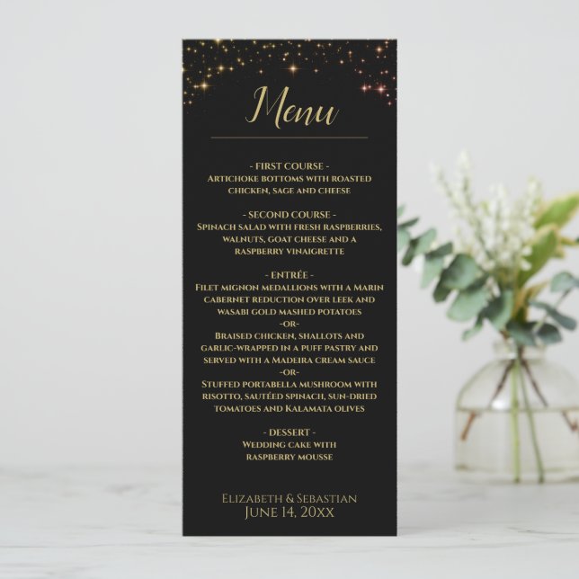 Menu de Casamento de Sparkles Shimmering (Em pé/Frente)