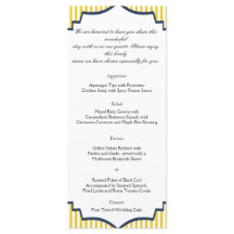 Menu de Casamento de Stripe Amarelo Azul Moderno