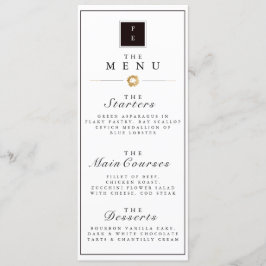 Menu de Casamento de Stripe Dourada e Branco preto