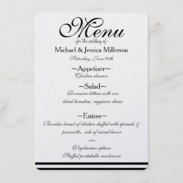 Menu de Casamento de Stripes Negra e Branca