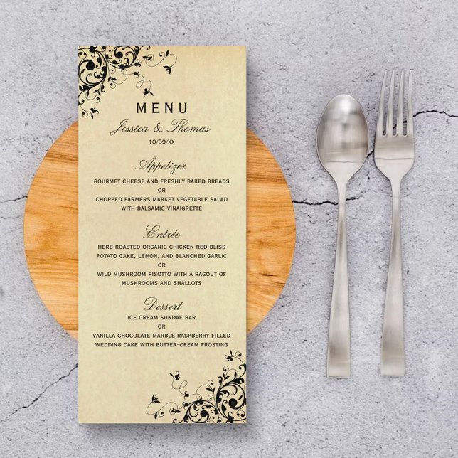 Menu de Casamento de Suportes Antigos Elegantes (Criador carregado)