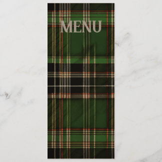Menu de Casamento de Tartan Escocês Verde
