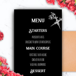 Menu de Casamento de Tatuagem do Crânio Negro e Br
