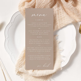 Menu de Casamento de Taupe de Script Elegante Mode