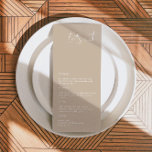 Menu de Casamento de Taupe de Tonalidade da Boêmia<br><div class="desc">Este menu apresenta uma fonte escura escrita à mão e um design moderno minimalista. A combinação de creme bege faz dela a adição perfeita a qualquer evento boêmico ou deserto. Use este menu para sua recepção de casamento, chá de panela, festa de aposentadoria, etc. Edite o texto *maioria* para atender...</div>
