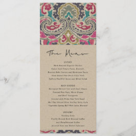 MENU DE CASAMENTO DE TEAL DO IKAT PINK TRIBAL DO K