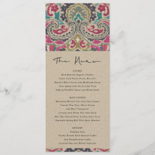 MENU DE CASAMENTO DE TEAL DO IKAT PINK TRIBAL DO K