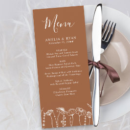 Menu de Casamento de Terracotta Floral Sketch