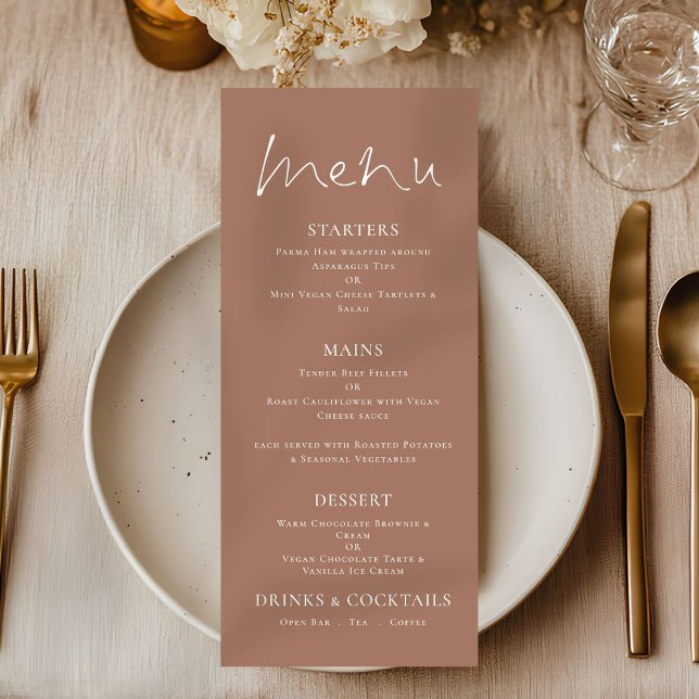 Menu de Casamento de Texto Branco Suave Imprimível (Criador carregado)