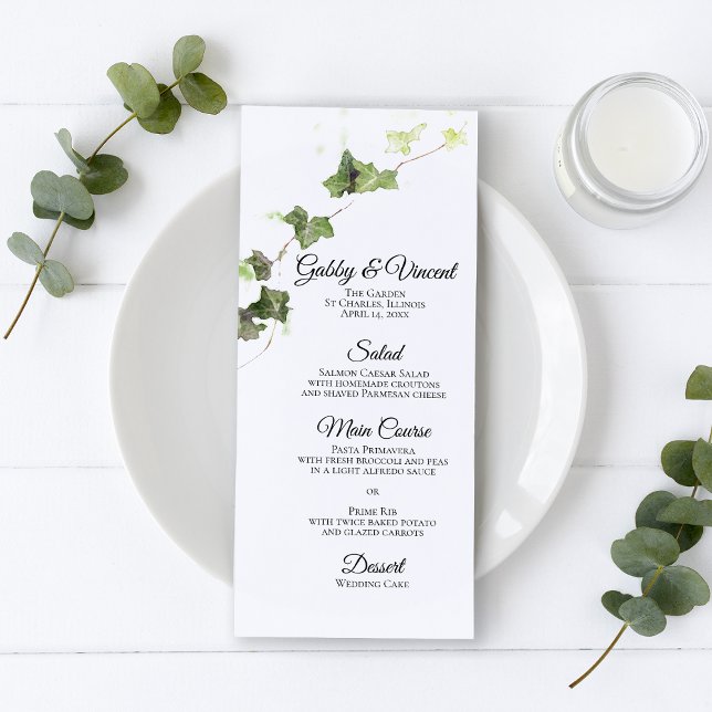 Menu de Casamento de Vinha Vinheira Verde Inglês (Criador carregado)