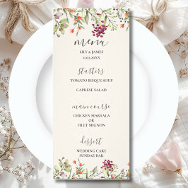 Menu de Casamento de Wildflower Meadow Ecru