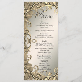 Menu de Casamento Decorativo Dourado Moderno
