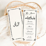 Menu de Casamento Desenho da Mão Whimsical<br><div class="desc">Este design adorável apresenta elementos desenhados à mão e um texto ousado e caprichoso.</div>