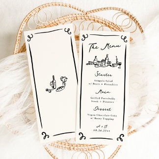 Menu de Casamento Desenho da Mão Whimsical