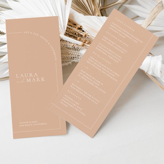 Menu de Casamento do Arch do Tan Boho Moderno Mini (Criador carregado)