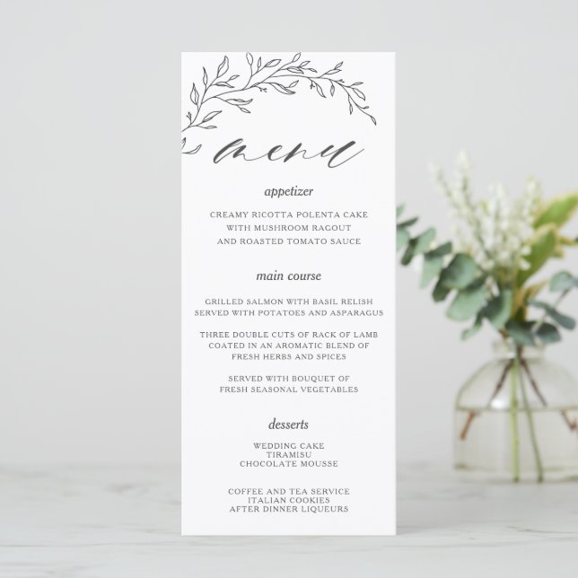 Menu de Casamento do Branch Leaf Leaf da Linha Min (Em pé/Frente)