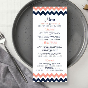 Menu de Casamento do Chevron, Cor-de-Rosa Moderno