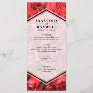 Menu de Casamento do Classy Elegant Rosa vermelha