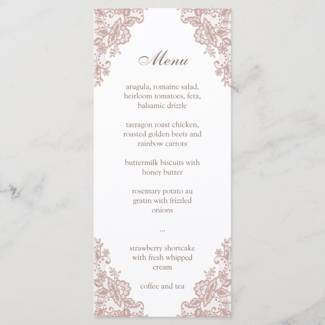 Menu de casamento do Colar de rosa (Frente)