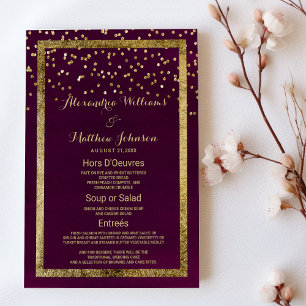 Menu de Casamento do Dourado Clássico Moderno