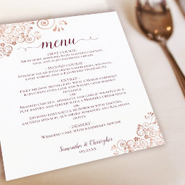 Menu de Casamento do Elegante Rosa Dourado e BUDGE
