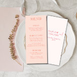 Menu de casamento do Espelho Rosa Rosa Elegante<br><div class="desc">Celebre seu dia especial com um toque de elegância e uma dica de romance usando nosso Menu Plana Pink Blush Wedding. Projetado com atenção meticulosa aos detalhes, este menu adiciona uma pop de sofisticação à sua recepção de casamento. A matiz cor-de-rosa suave e pincelada cria um ambiente encantador e íntimo,...</div>