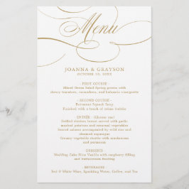 Menu de casamento do eterno ouro da caligrafia mod