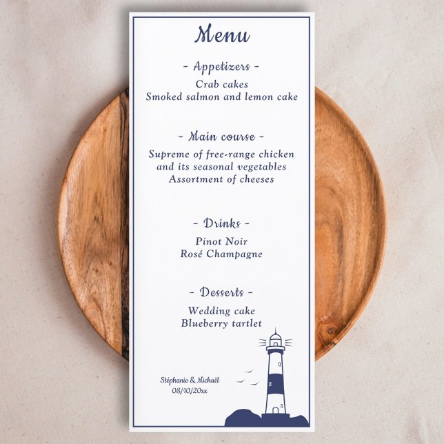 Menu de Casamento do Farol (Lighthouse Wedding Menu)