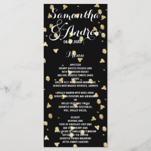 Menu de casamento do faux gold confetti Elegante