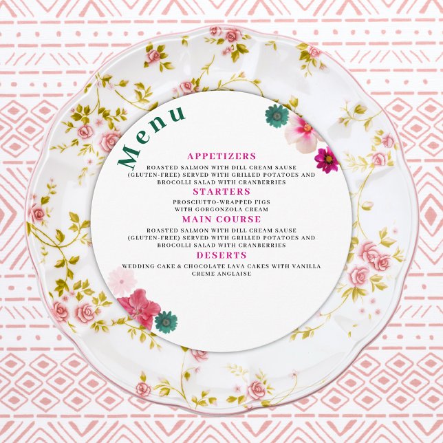 Menu de casamento do Flat Modern Garden Romance (Criador carregado)