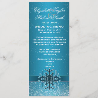 Menu de Casamento do Floco de Neve Azul de Luxo