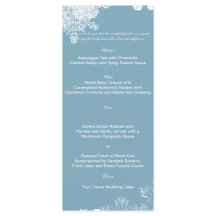 Menu de Casamento do Floco de Neve Azul e Branco