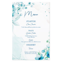 Menu de casamento do Flor Azul e do Breve