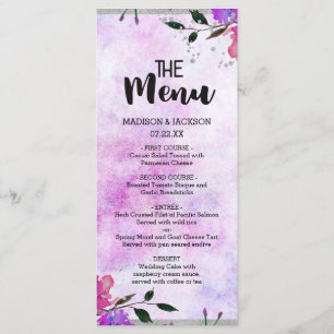 Menu de Casamento do Frame Floral e Silver Roxo Co