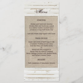 Menu de Casamento do Frame Russo Branco Burlap