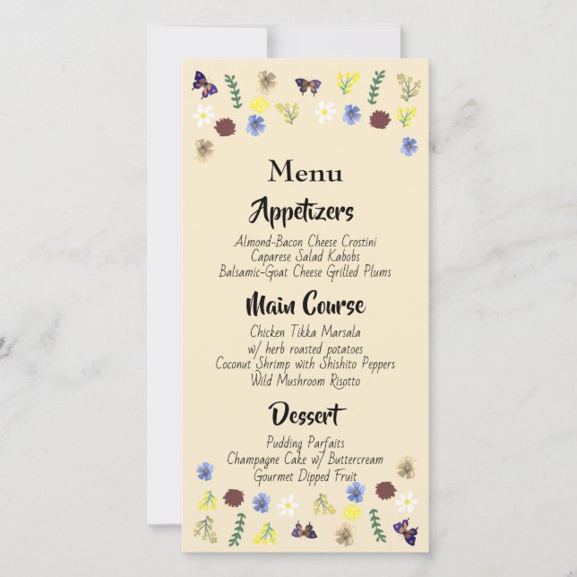 Menu de Casamento do Jardim Floral Botânico (Frente)