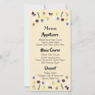 Menu de Casamento do Jardim Floral Botânico