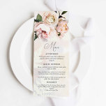 Menu de Casamento do Jardim Floral de Primavera<br><div class="desc">Um belo cartão de menu floral cor-de-rosa,  que seria perfeito para qualquer evento especial. Projetado com Flores Rosa Suaves. Correspondência de itens em nossa loja Design do Partido Cava</div>