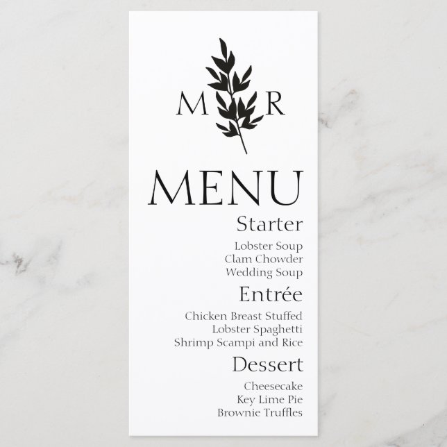 Menu de Casamento do Logotipo da Ramificação Botân (Frente)