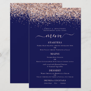 Menu de Casamento do Marinho brilhante Elegante de