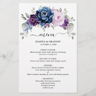 Menu de Casamento do Marinho Lilac Blooms de Roxo