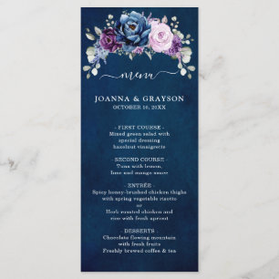 Menu de Casamento do Marinho Lilac Blooms de Roxo