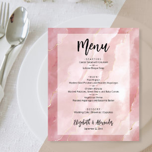 Menu de Casamento do Mármaco Rosa-Esmagado do Orça